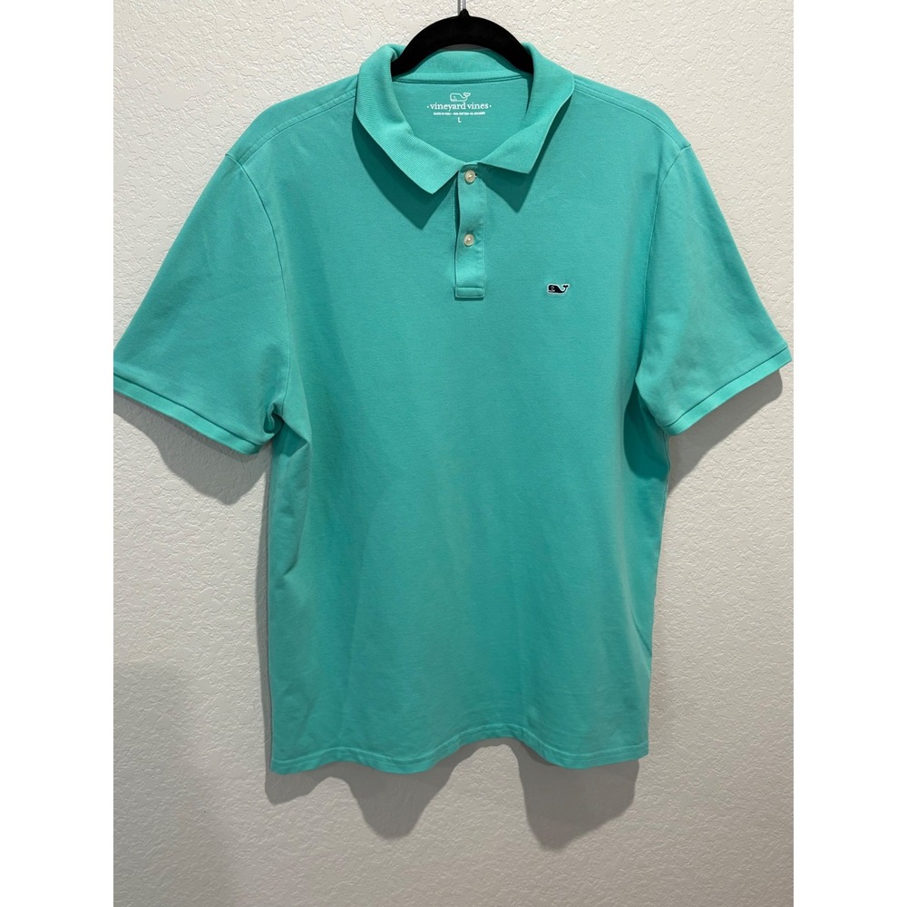 Vineyard Vines Mens Classic Fit Pique Polo Shirt Mint Green Whale Logo 1K6045 L